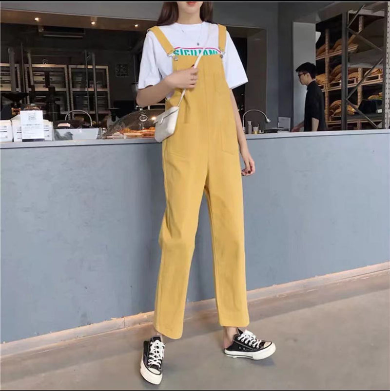 Spring Women's Denim Jumpsuits Black Fashion Wide Leg Overalls Streetwear Korean Student Style Summer Baggy Woman Denim Overalls