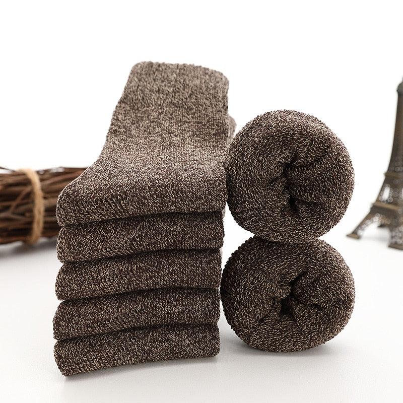 5 Paar verdicken Wollsocken Herren hochwertiges Handtuch warm halten Wintersocken Baumwolle Weihnachtsgeschenk Socken für Herren Thermogröße 38-45