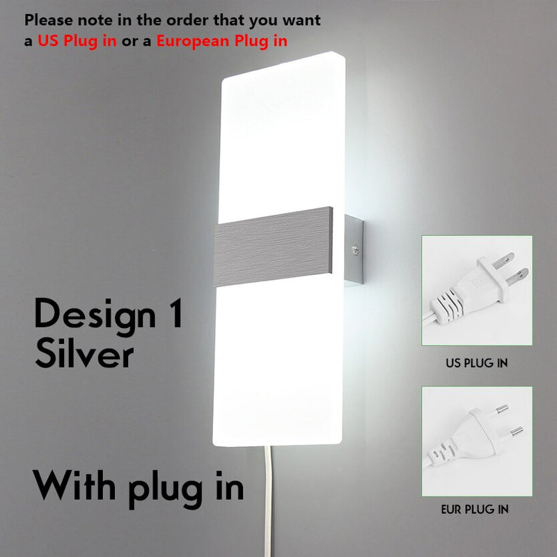 Decor Indoor Wall Lamp Plug In Dimming Acrylic Modern Bedroom Wall Light Led For Home Bedside Wall Sconce With Plug 12W 4 Colors