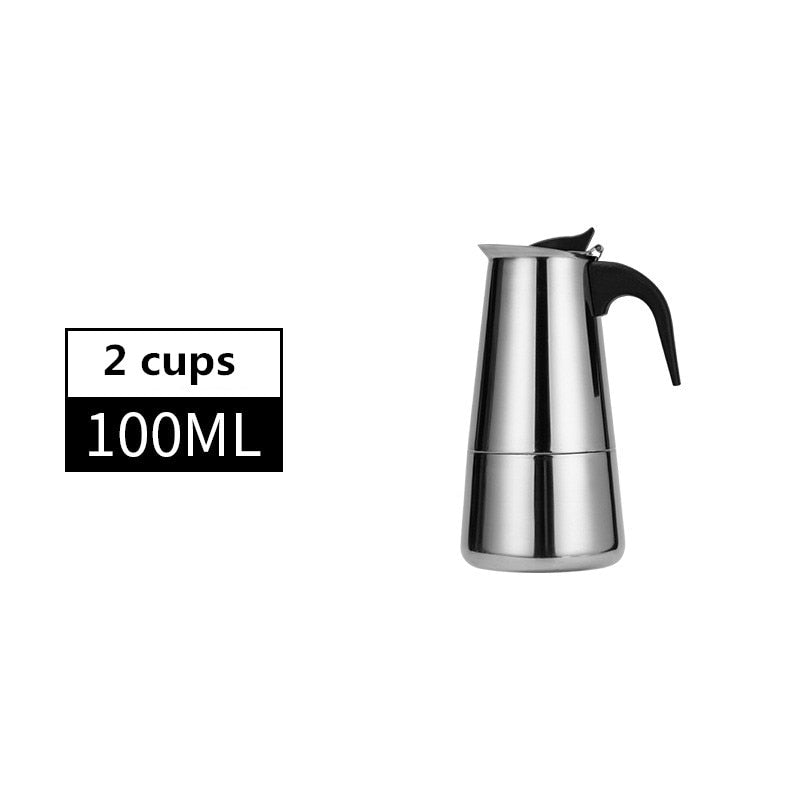 600ml Large Capacity Stainless Steel 304 Moka Pot Coffee Maker Stovetop Espresso Maker Mixpresso Coffee 2-12cup