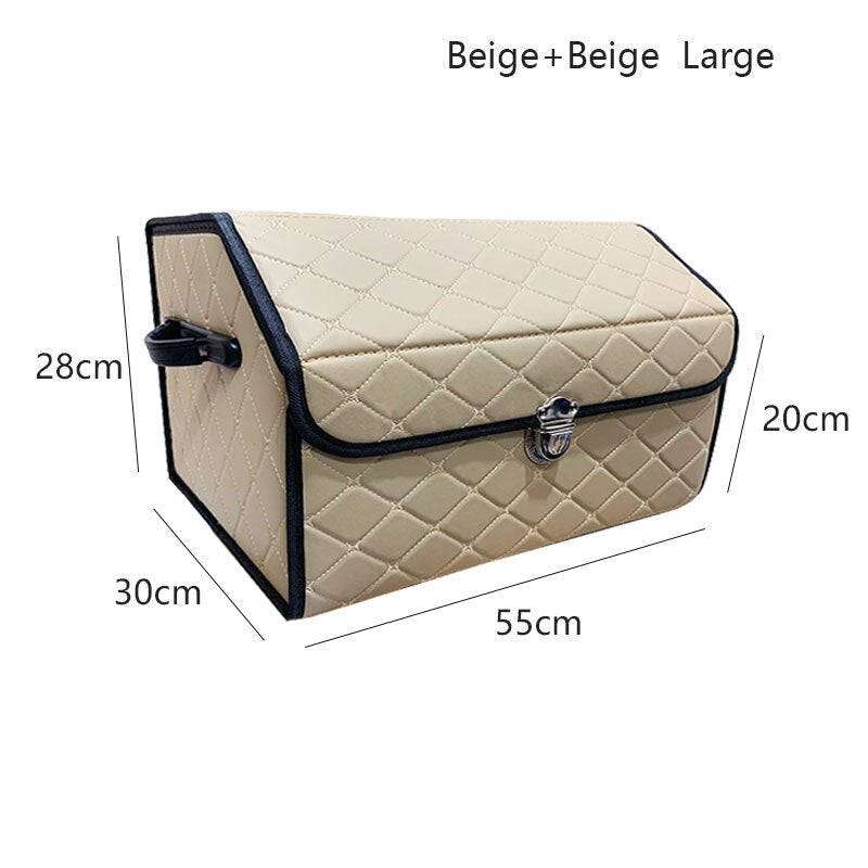 AUTOROWN PU Leather Trunk Organizer Box for Shopping Camping Picnic Home Garage Storage Bag Auto Interior Accessories S/M/L