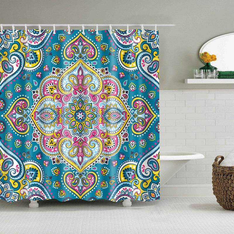 Customized Polyester Shower Curtain Abstract Mandala moon and star bathroom curtain Landscape bath curtain cortinas para bano