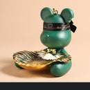 Estatua de oso violento, estatua de oso ordenado con bandeja de Metal, llaves de almacenamiento, dulces, adornos para el hogar Friut, decoración de mesa, decoración de habitación