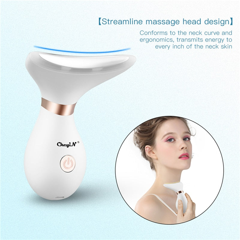 CkeyiN Face Massager LED Photon Therapy Heat Vibration Anti Wrinkles Facial Neck Lifting Skin Tightening Reduce Double Chin 48