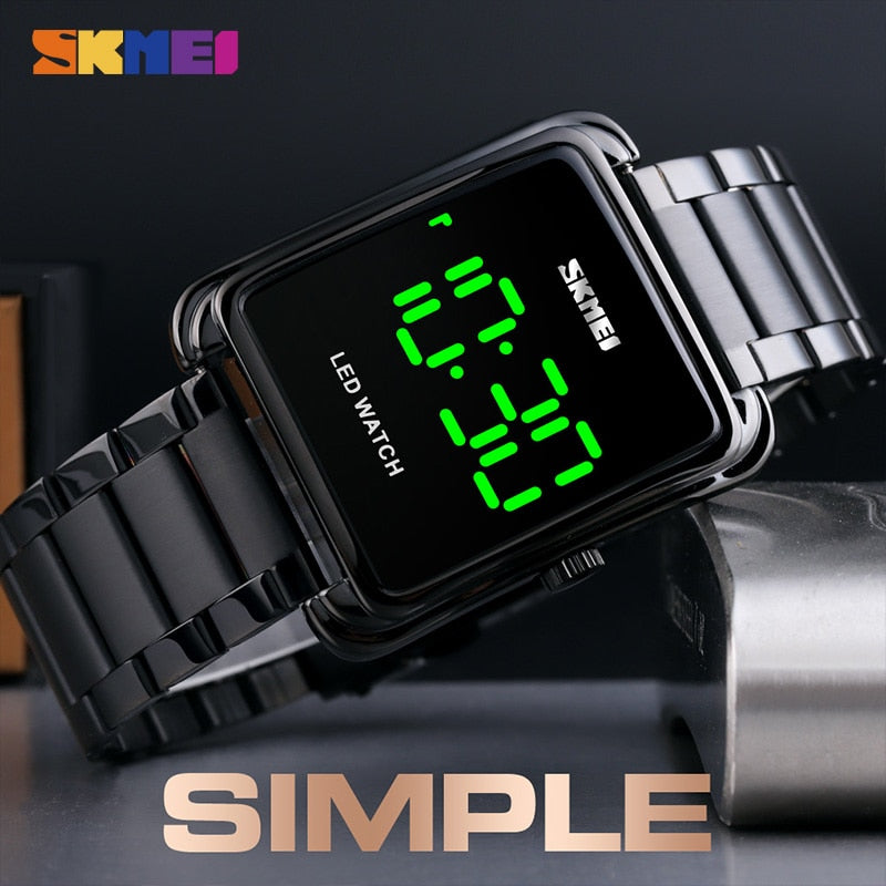 SKMEI LED Display Men Digital Wrist Watches 2020 Top Brand Luxury Stainless Steel Waterproof Male Clock Relogio Masculino 1505