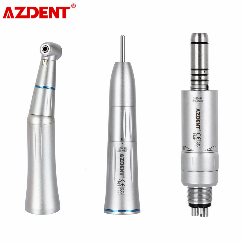 AZDENT Dental 1:1, Motor de aire de cono de nariz recta de contraángulo, pieza de mano de baja velocidad, botón de presión de pulverización interna de agua interior