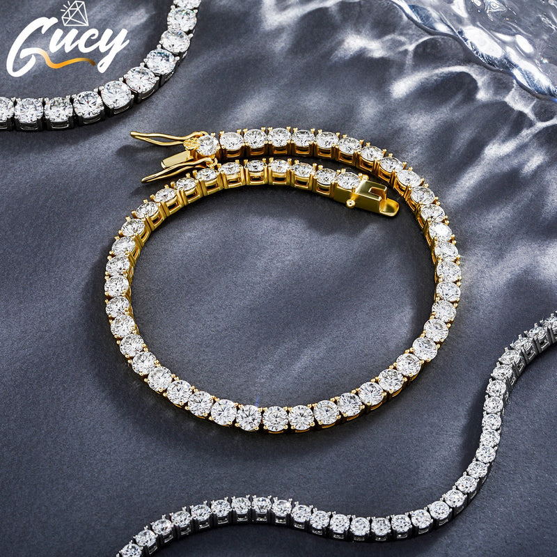 GUCY, pulseras de 3MM-5MM para mujer, joyería de plata de ley 925, pulsera para fiesta de boda con diamantes de moissanita, envío directo