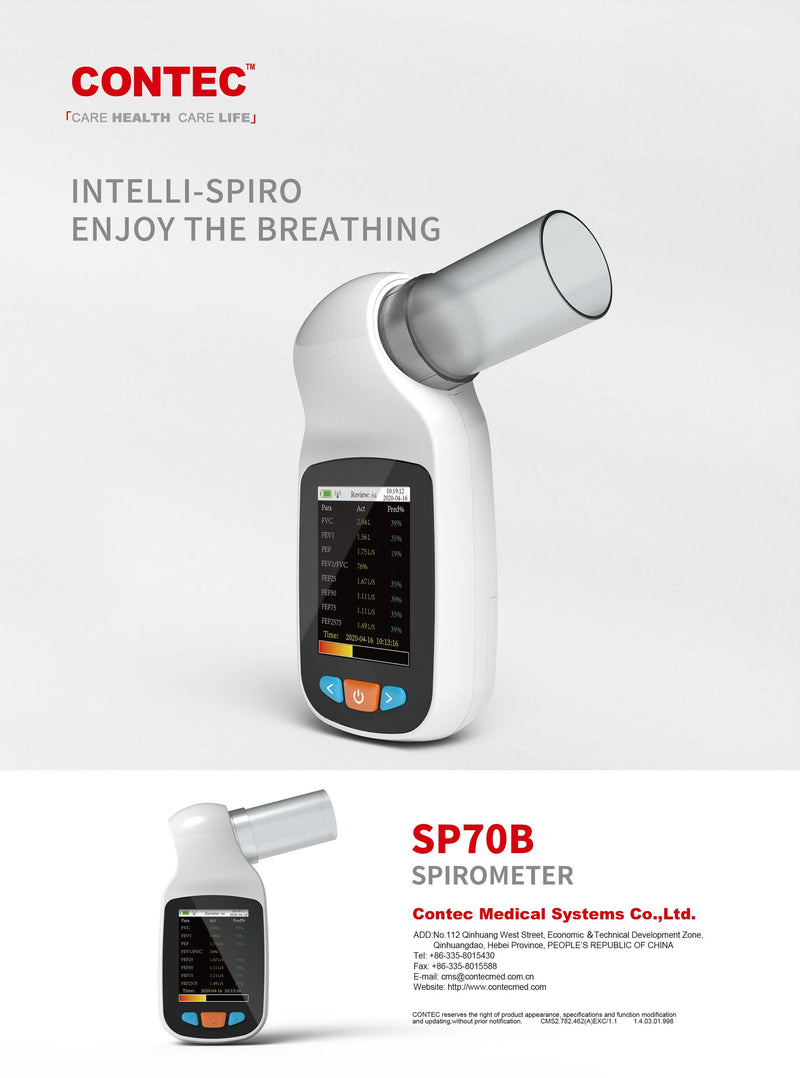 CONTEC Digitales Spirometer SP70B Lungenatmungsdiagnostik Vitalograph Spirometrie + Software