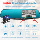 4.3 Inch Rearview Mirror Car Dvr Camera Hd 1080P Car Mirror Video Recorder with Rear View Camera Car Screen Mirror Dash Camera