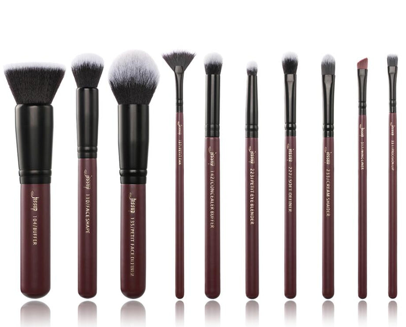 Jessup Makeup Brushes Set &amp; Cosmetic Bag Dropshipping pincel maquiagem Concealer Eyelashes Eyeshadow brushes 10pcs T259 CB004