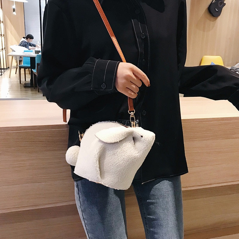Snow White Bunny Design Small Pu Leather Crossbody Bag for Women 2020 Fashion Purses and Handbags Shoulder Bag Mini Clutch Bags