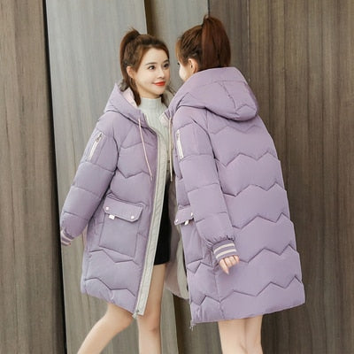 2022 Winter Women Jacket Coats Long Parkas Female Down cotton Hooded Overcoat Thick Warm Jackets Windproof Casual Student Coat