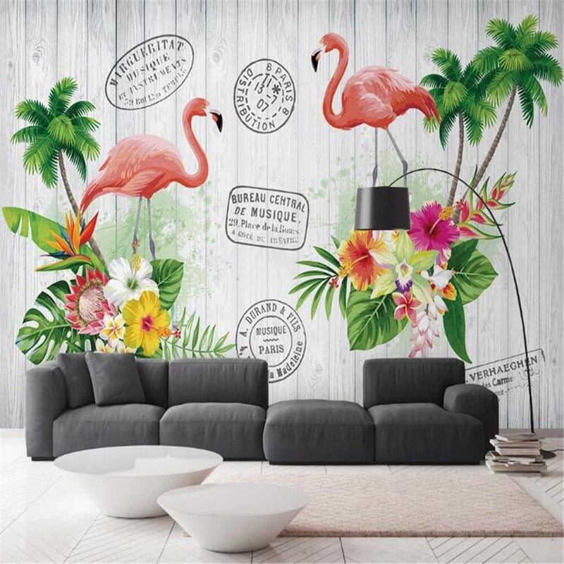 milofi factory custom wallpaper mural 3D Nordic couple flamingo children&