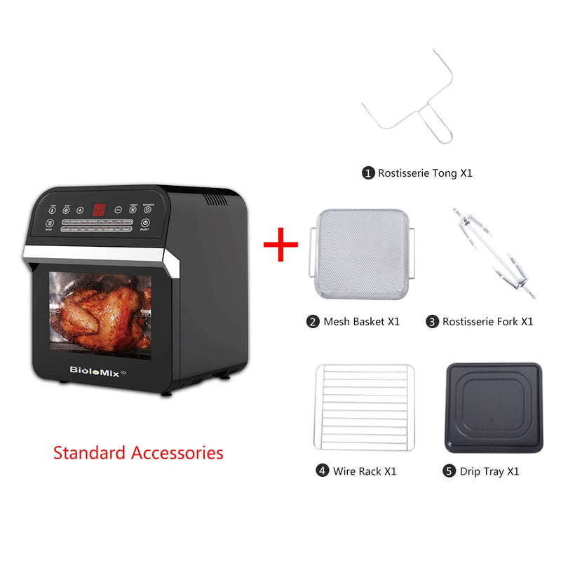 BioloMix 12L 1600W Air Fryer Horno Tostador Asador y deshidratador con pantalla táctil digital LED, horno de encimera 16 en 1