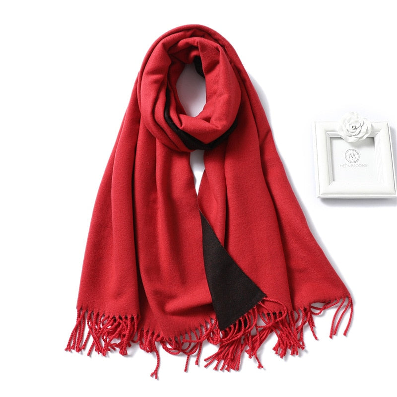 Winter-Kaschmir-Schal-Frauen-dicke warme Tücher wickelt Dame feste Schal-Art- und Weisequasten-Pashmina-Decke-Qualitäts-Foulard 2022 neu ein