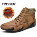 Brand Winter Men Snow Boots High Quality Leather Man Ankle Boots Warm Fur Winter Men Boots Fashion Autumn Men&