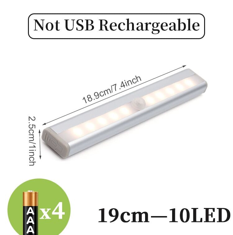 USB/Batterie-Bewegungssensor-Licht unter Schranklicht für Schlafzimmer, Kleiderschrank, Küche, Treppenhaus, Schrank, LED-Licht, Lampe, Heimdekoration