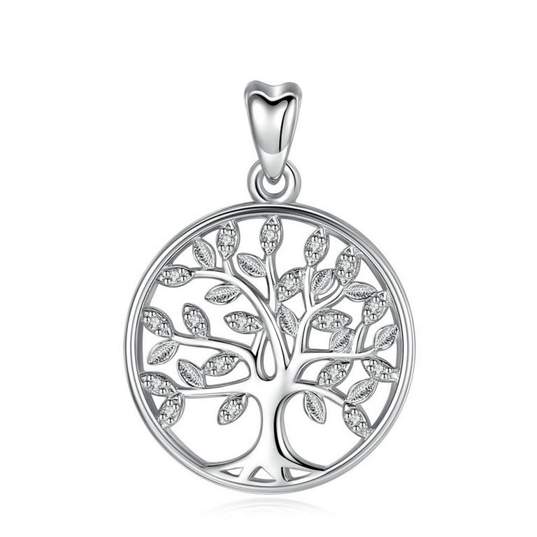 EUDORA 100% 925 Sterling Silver Tree of Life Pendant Necklaces with AAA Zircon Women Fashion Jewelry Gift For Girl Birthday D170
