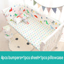 6-teiliges Cartoon-Kinderbett-Stoßstangen-Baby-Bettwäsche-Sets Gepolsterte Babybett-Schienen-Kinderbett-Bettlaken Baumwolle Anpassbare Baby-Bettwäsche-Set
