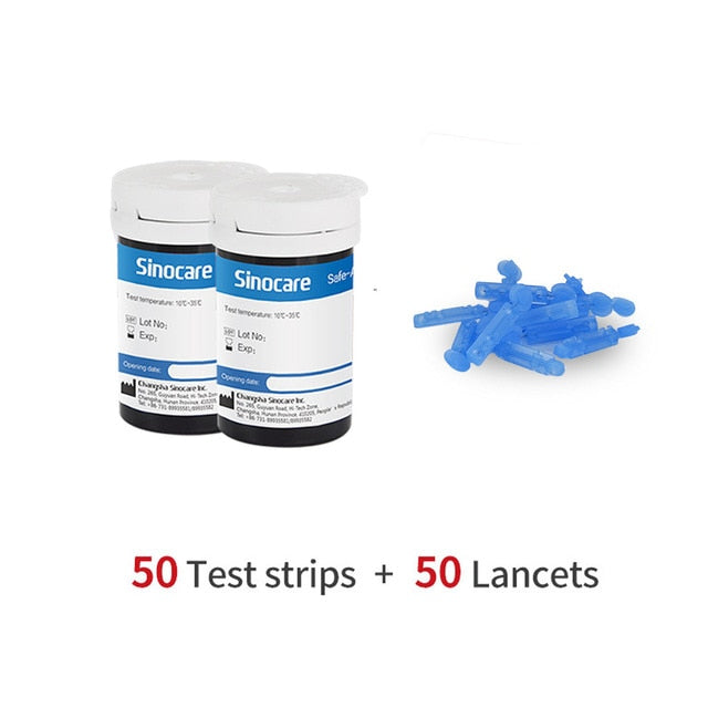 (50/100/200/400) Sinocare Safe Accu Blood Glucose Test Strips (With Lancets)