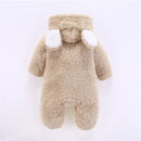 PatPat New Winter Warm Cotton Casual Newborn Cute Bear Design winter Hooded Jumpsuit Bag Foot Romper For Baby Boy Baby Girl
