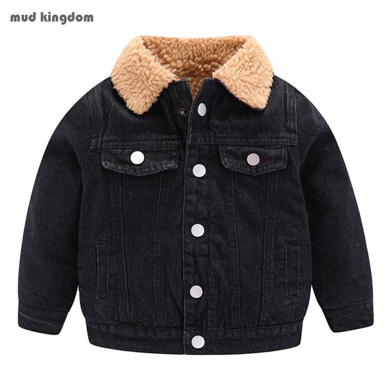 Mudkingdom, abrigo vaquero pesado para niños y niñas, chaqueta de invierno con forro de Sherpa para niños, ropa de abrigo gruesa de lana para niños, ropa para niñas