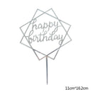 Happy Birthday Cake Topper Acrylic Gold Silver Cake Flag Cupcake Topper For Boy Girl Birthday Party Decorations Wedding Supplies