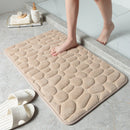 Simple Momery Foam Bathroom Mat 3D Cobblestone Pattern Absorbent Bath Rug Toilet Hallway Non-Slip Doormat Floor Carpet Washable