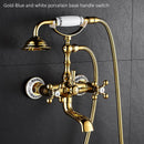 Luxury Crystal Handle Bathtub Gold Brass Faucet with Hand Shower Telephone Type Bath Faucets Sets Mixer Tap Wall Mounted EL8310G