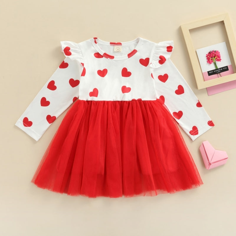 Neue Kleinkind Kinder Baby Mädchen Valentinstag Kleidung Langarm Liebe Herz Gedruckt Shirt Tops Tutu Rock 2 Stücke Outfits Set