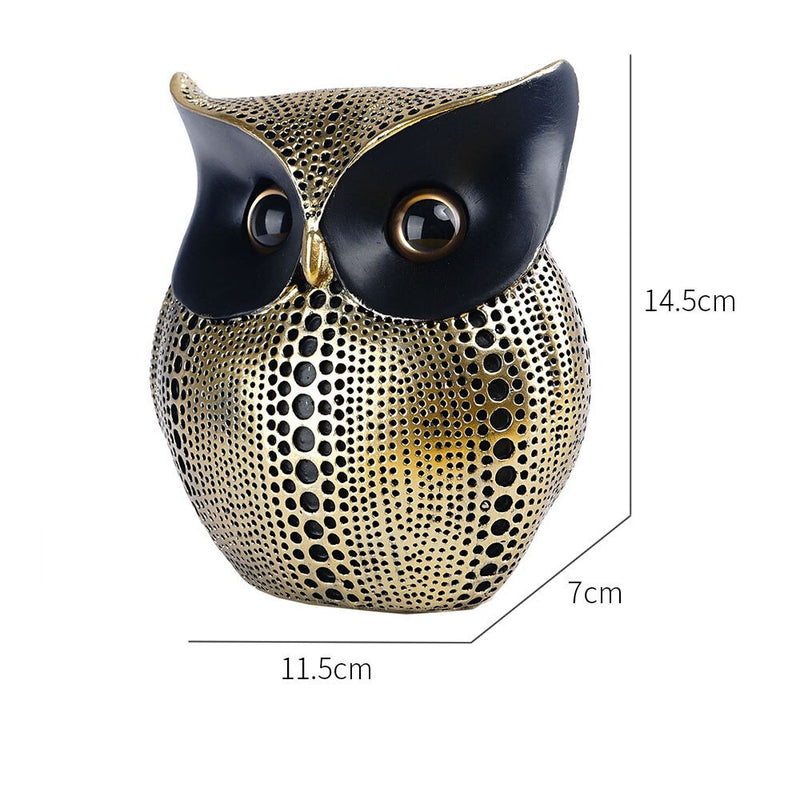 NORTHEUINS Golden Owl Figurines for Interior Resin Animal Statues Sculpture Home Living Room Decoration Gifts for the New Year