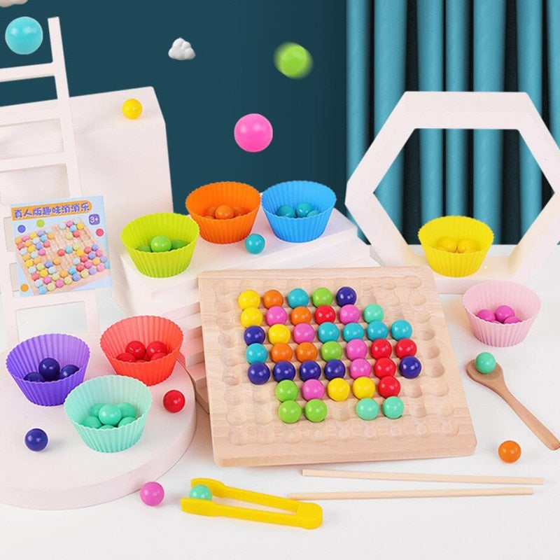 1 unidad Montessori para niños de primera infancia, rompecabezas de bola con Clip de madera, juguete interactivo para padres e hijos, regalo educativo para niños