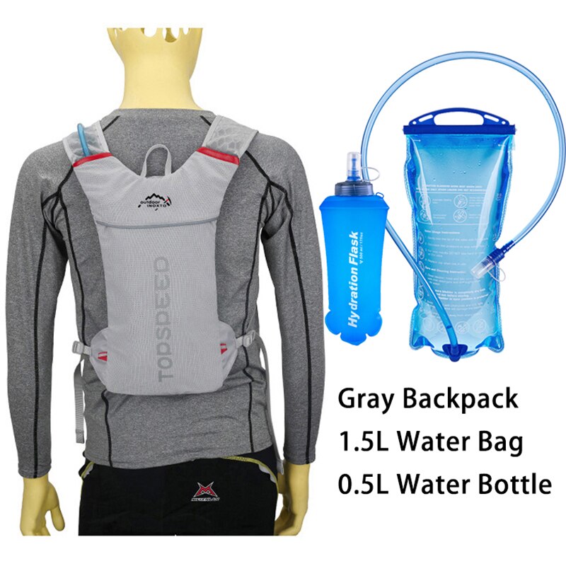 Ultra Lightweight Trail Running Backpack Outdoor Sport Cycling Hydration Vest Pack Rucksack Bag 1.5L Water Bag Bladder