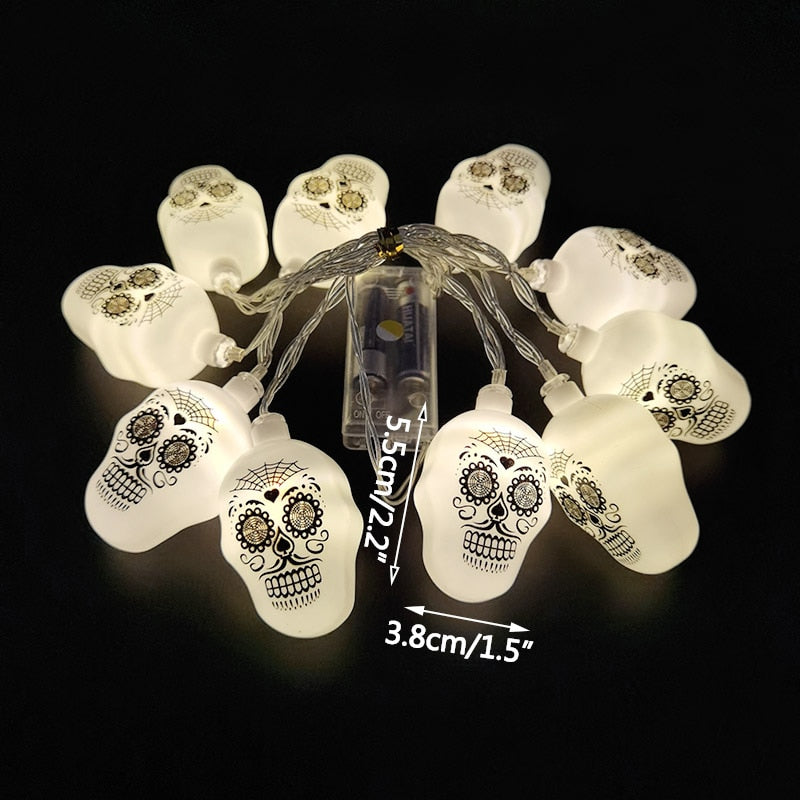 1,5 m 10Led Halloween calabaza fantasma esqueletos murciélago araña Led cadena de luces Festival Bar decoración de fiesta en casa adorno de Halloween