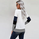 Autumn And Winter Woman Knitted Clothes Sweaters Stitching Color Long Sleeve Winter Blouses For Top Clothing For Women&