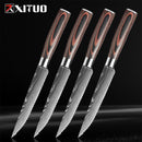 XITUO Steak Knife Set Damascus Pattern Stainless Steel Serrated Knife Beef Cleaver Multipurpose Restaurant Cutlery Table Knife