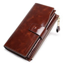 KANGAROO KINGDOM Vintage Luxury RFID Women Wallets Genuine Leather Long Zipper Clutch Purse Large Capacity Card Holder Wallet