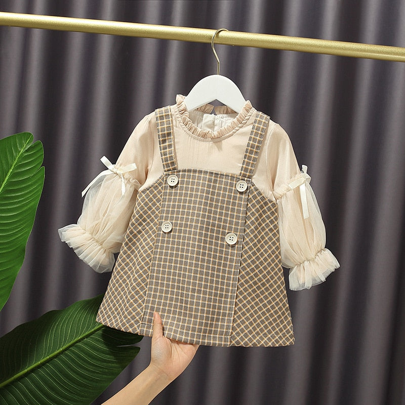 2020 Autumn Kids Dresses for Girls Cute Plaid Birthday Party Dress Toddler Girl Clothes 1-4year Vestidos Baby Girl Clothing