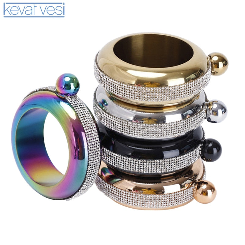 Jug Bracelet Hip Flask Portable Round Flask for Alcohol Drinkware Bracelet Jewelry Alcohol Bottle Gift 3.5Oz for Woman