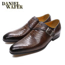 LUXURY MEN LOAFERS SHOES SNAKE SKIN PRINTS MONK STRAP SLIP ON BROWN BLACK CASUAL SHOES FORMAL DRESSES OFFICE men&