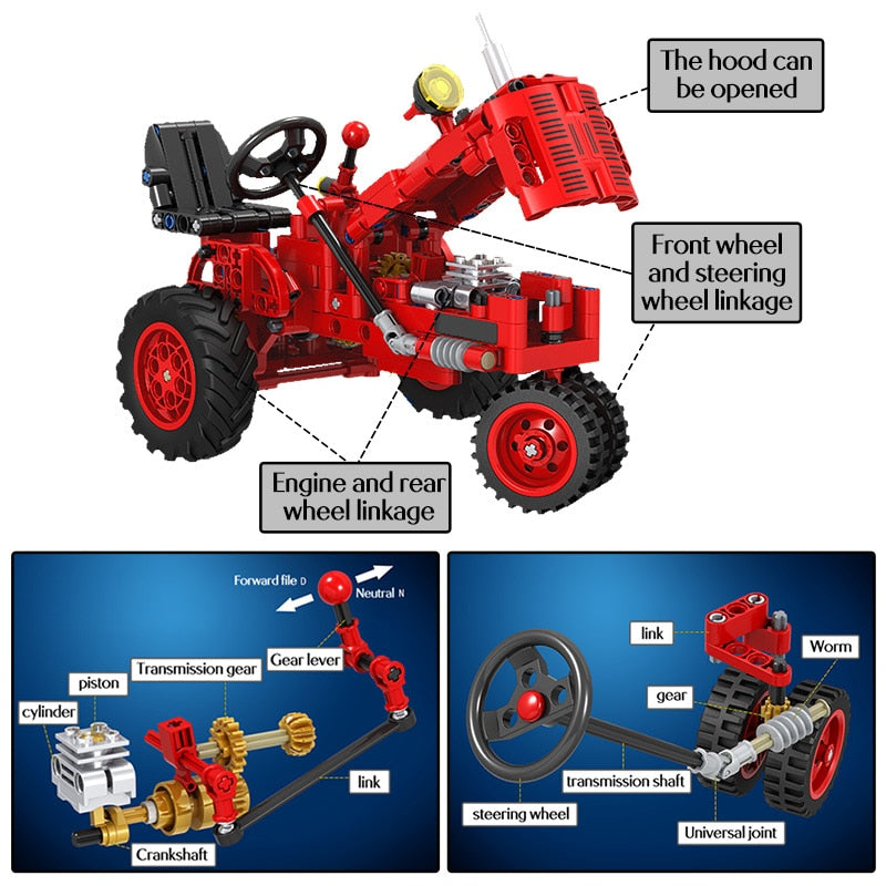 DIY clásico viejo Tractor coche bloques de construcción ciudad caminar Tractor camión ladrillos juguetes educativos para niños