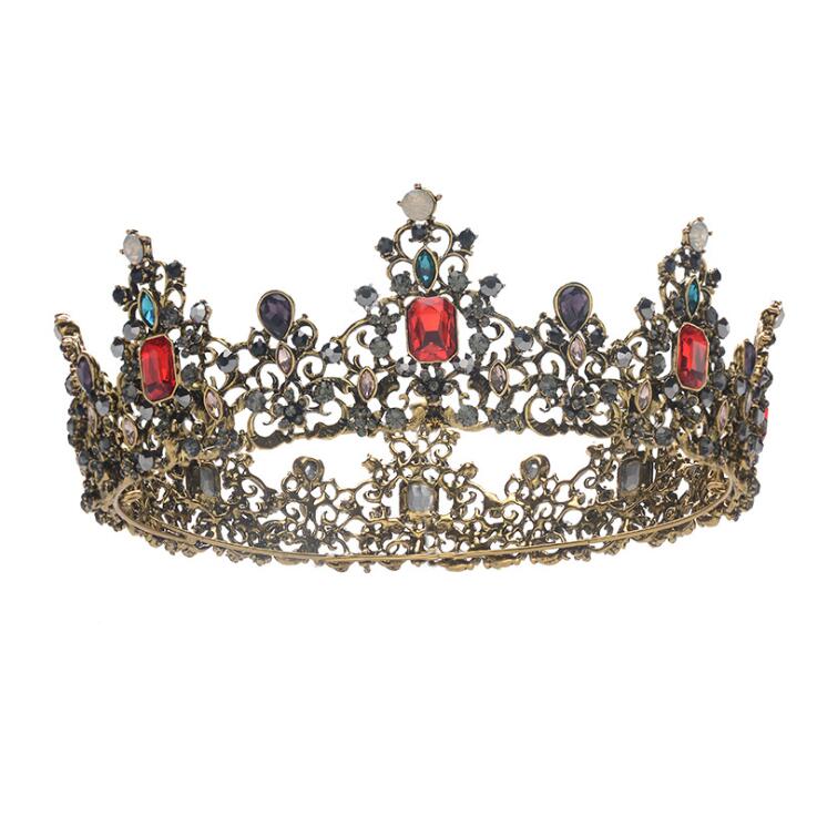 KMVEXO, corona de reina real barroca, colorida gelatina de cristal, piedra de diamantes de imitación, Tiara de boda para mujer, disfraz, accesorios para el cabello de novia