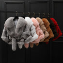 Wintermantel Warme Damen Strickjacke großer echter Fuchspelzkragen Cape Fashion Solid Poncho Mit mittleren Pelzärmeln Abendkleid Shaw