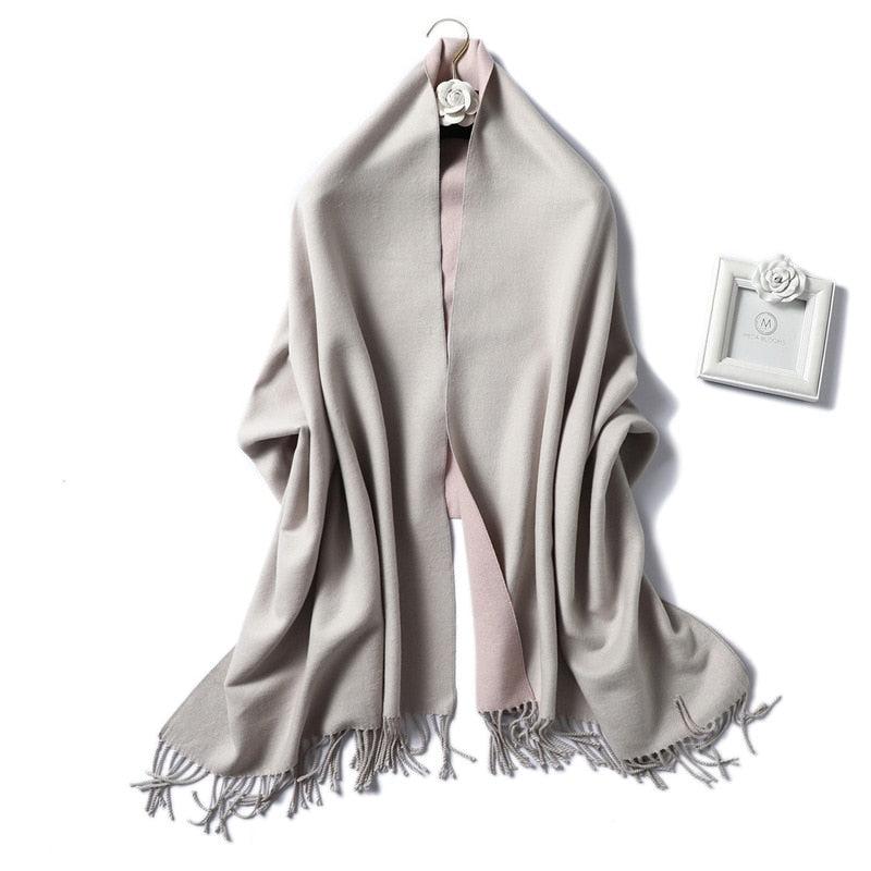 Winter Cashmere Scarf Women Thick Warm Shawls Wraps Lady Solid Scarves Fashion Tassels Pashmina Blanket Quality Foulard 2022 New