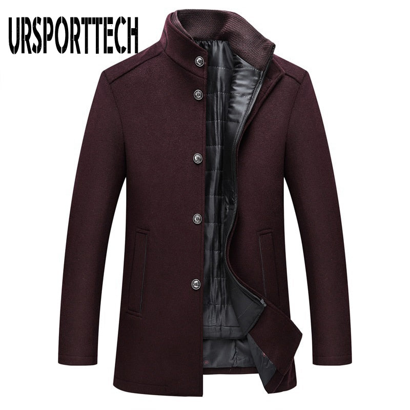 Winter Warm Wool Blend Coat Men Thick Overcoats Topcoat Mens Single Breasted Jackets And Coats With Adjustable Vest Men&