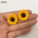 SMJEL Cartoon Sunflower Earings for Women Fashion Big Sun Flower Statement Earring Korean Studs Jewelry Best Friend Gifts