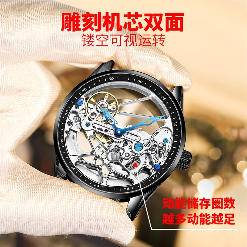 Genuine AILANG Men&#39;s Sports Watch Hollow Machinery Top Brand Men&#39;s Leather Watch Trend Luminous Waterproof 2020 New