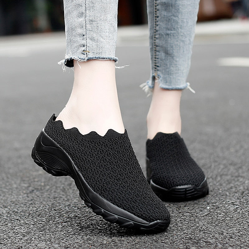 STRONGSHEN Women Shoes Fashion Breathable Walk Mesh Flat Shoes Lady Sneakers Women Tenis Feminino Shoes Lady Mesh Summer Shoes