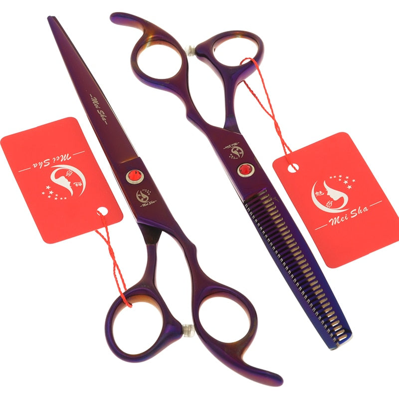 7.0 Inch Big Professional Hairdressing Cutting Scissors 6.5 Inch Thinning Shears Salon Barbers JP440C Blue Hair Tesouras A0132A