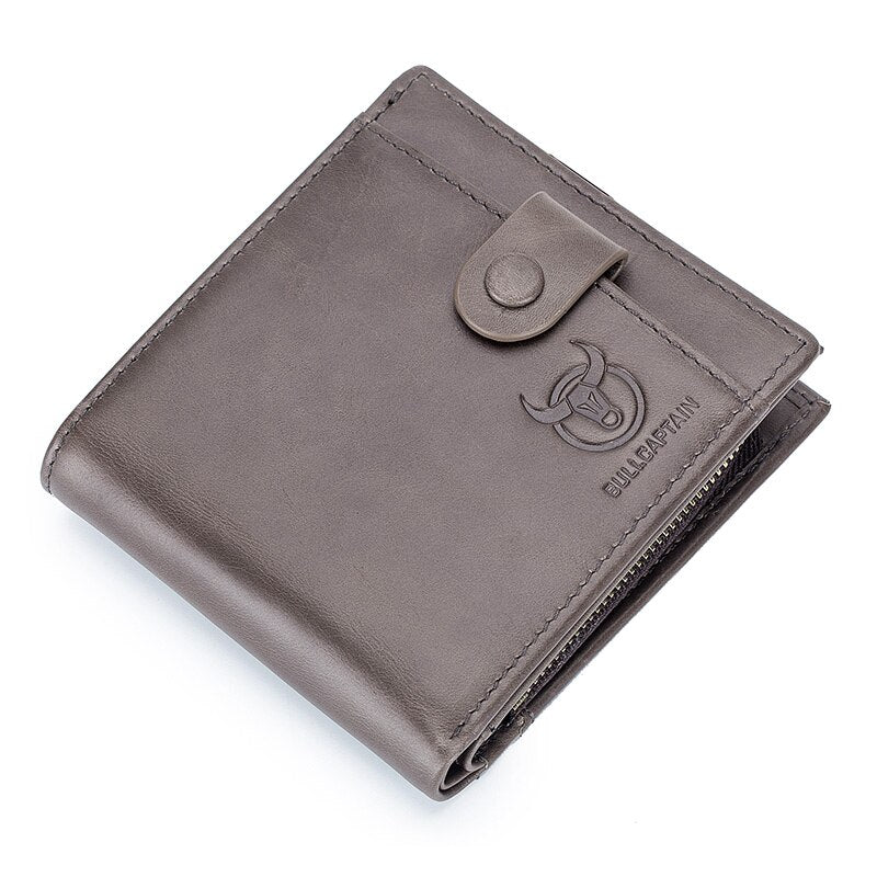 BULLCAPTAIN Genuine Leather Men's Wallet Coin Purse Small Wallet Retro Short Wallet British Casual Multifunction Wallet